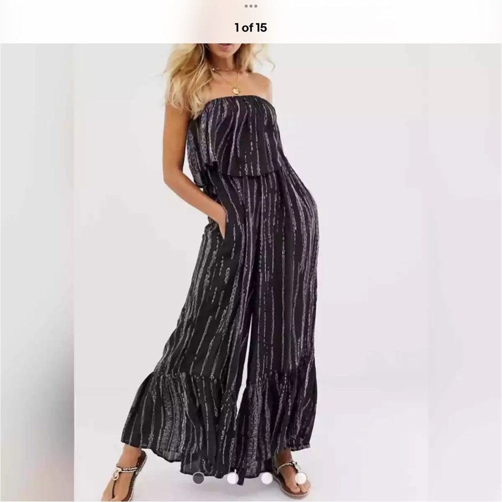 Free People Summer Vibes Jumpsuit Women's Size Medium Boho Beach Effortless